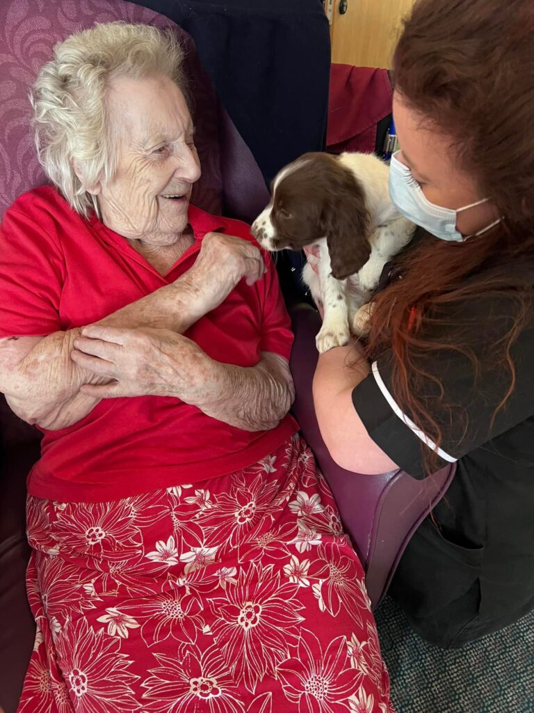 dementia care patient with puppy