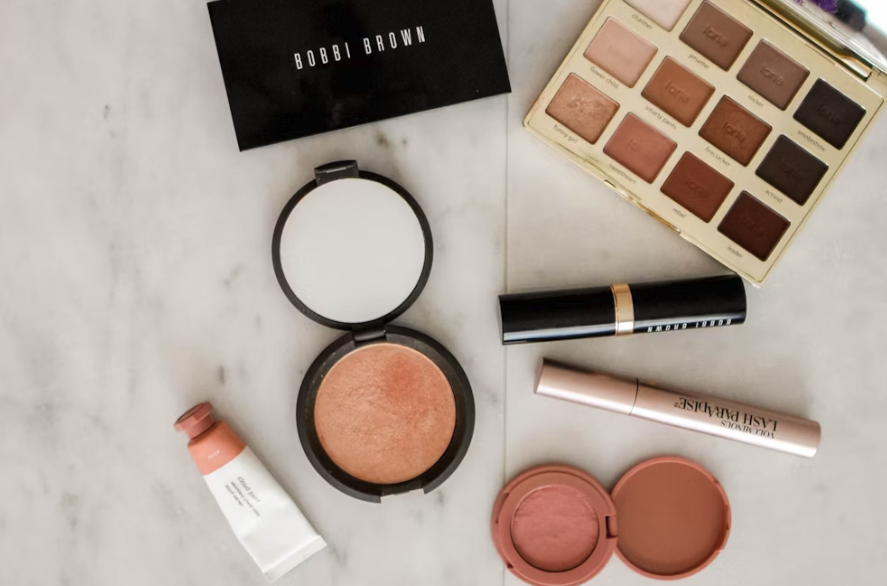 makeup laying open on a table