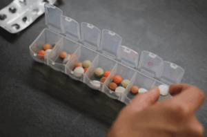 pills in a medication organiser