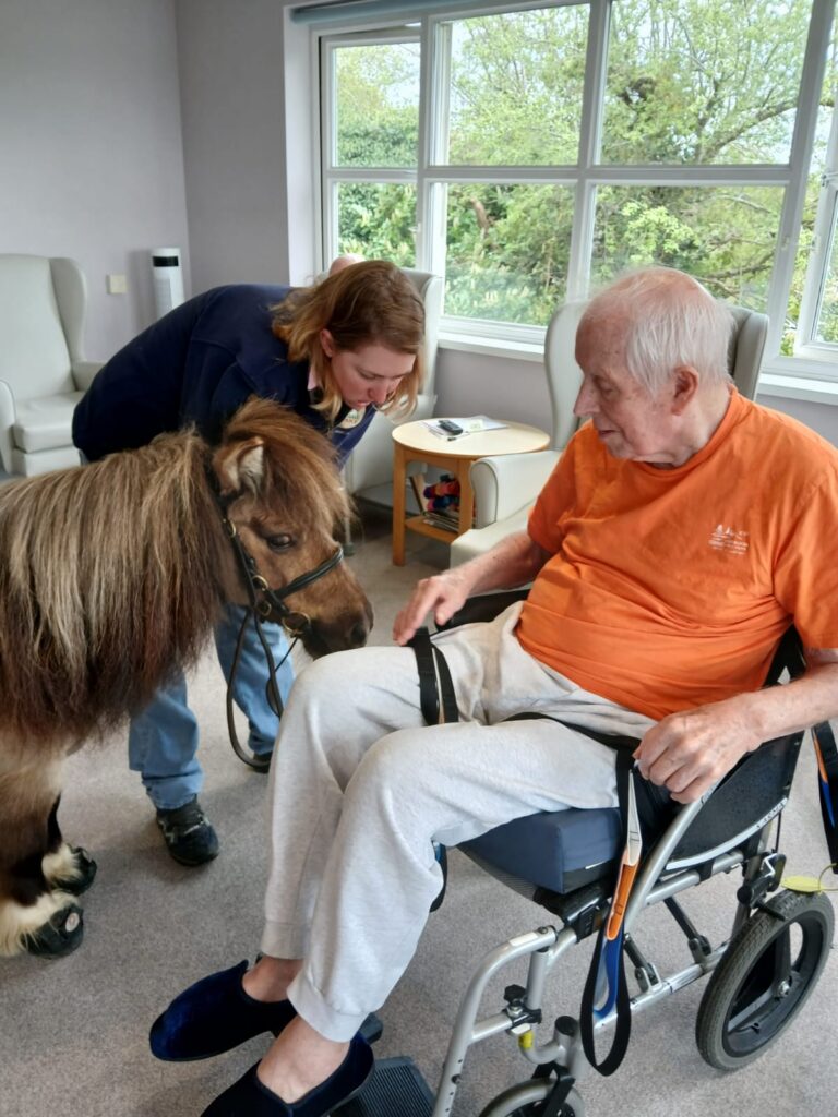 care home resident and pony